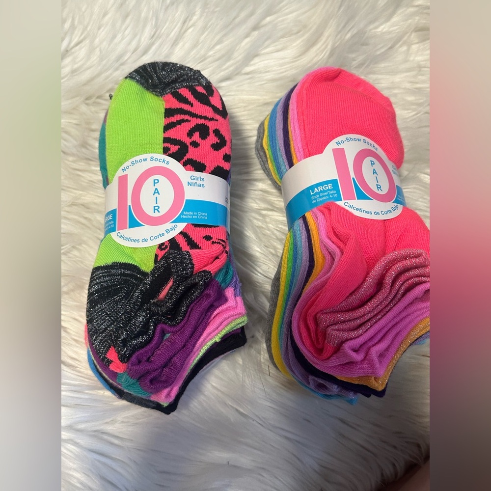 Colorful Girls No-Show Socks 10-Pack